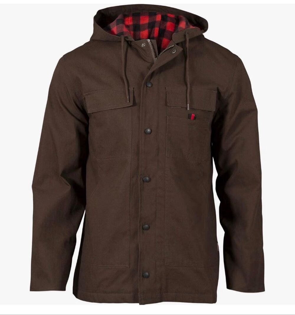 Rocky Men's Worksmart Zip And Snap Hooded Utility Ranch Coat Brown M NWT
